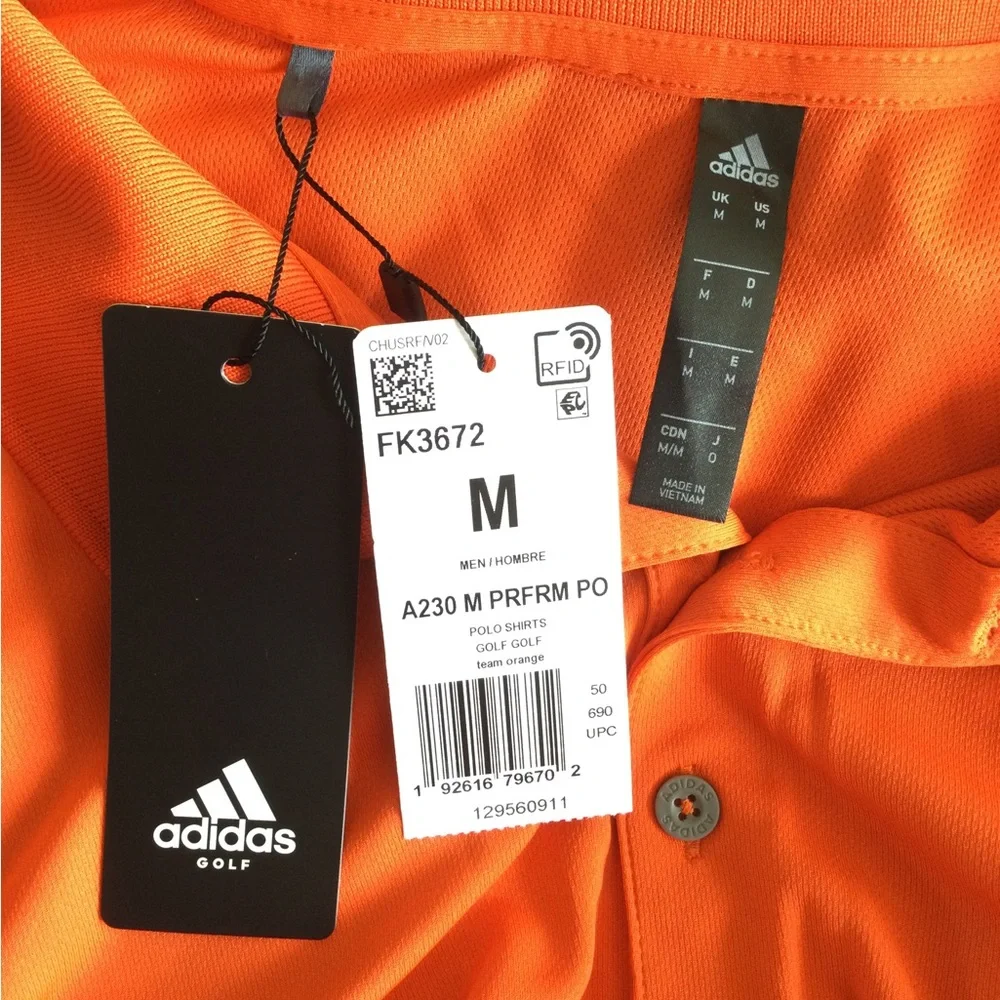 Adidas Vibrant Orange Polo Golf Shirt,‎ Medium, NWT